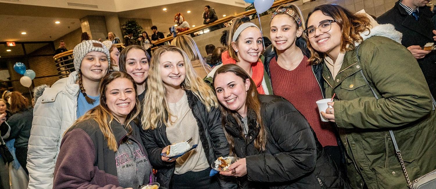 Students gather at the Dining Commons in the Campus Center